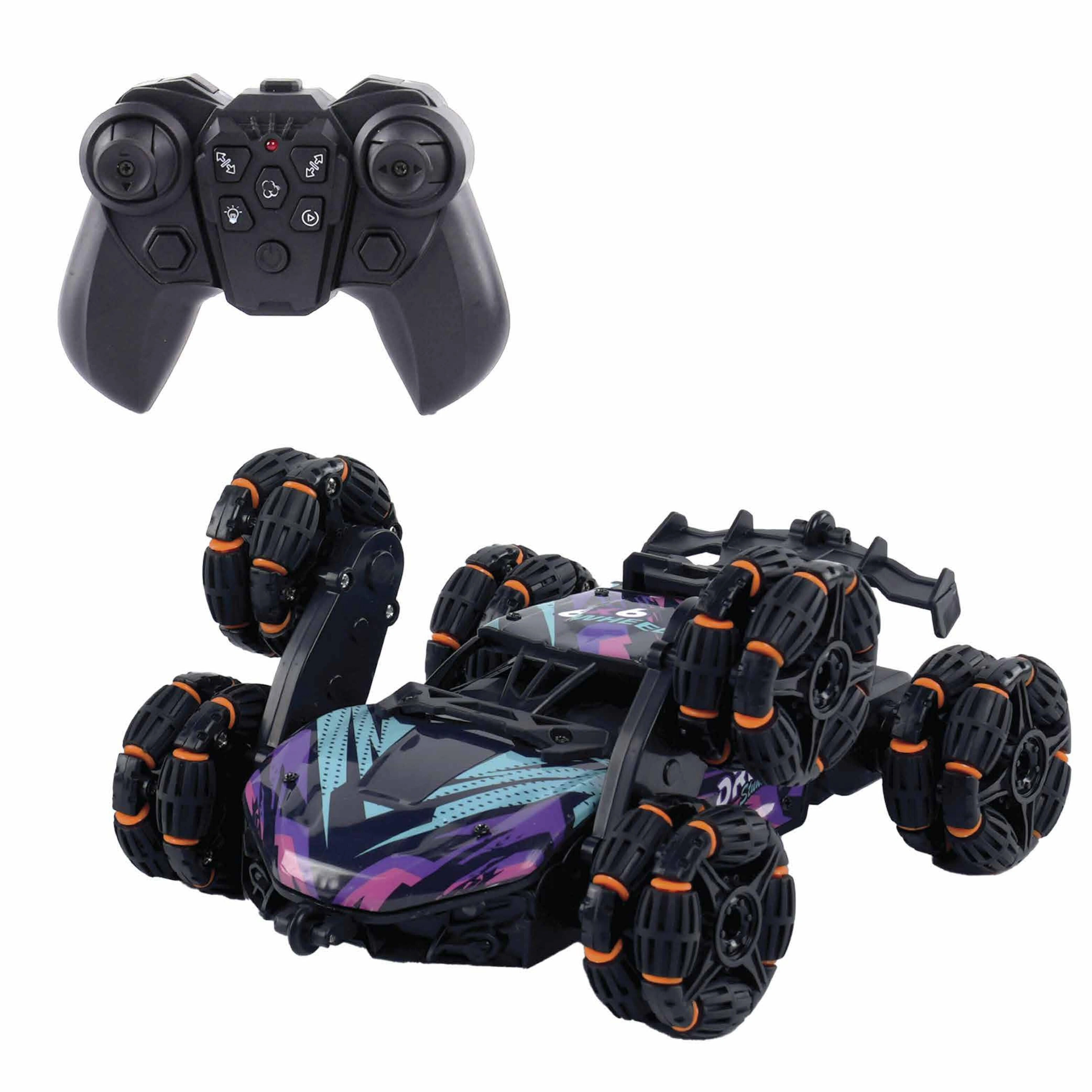 6WD Stunt Car Water Spray and Light | 360° Flips & Drifts | Electric RC Buggy Toy | 2.4GHz Remote Controller - Purple
