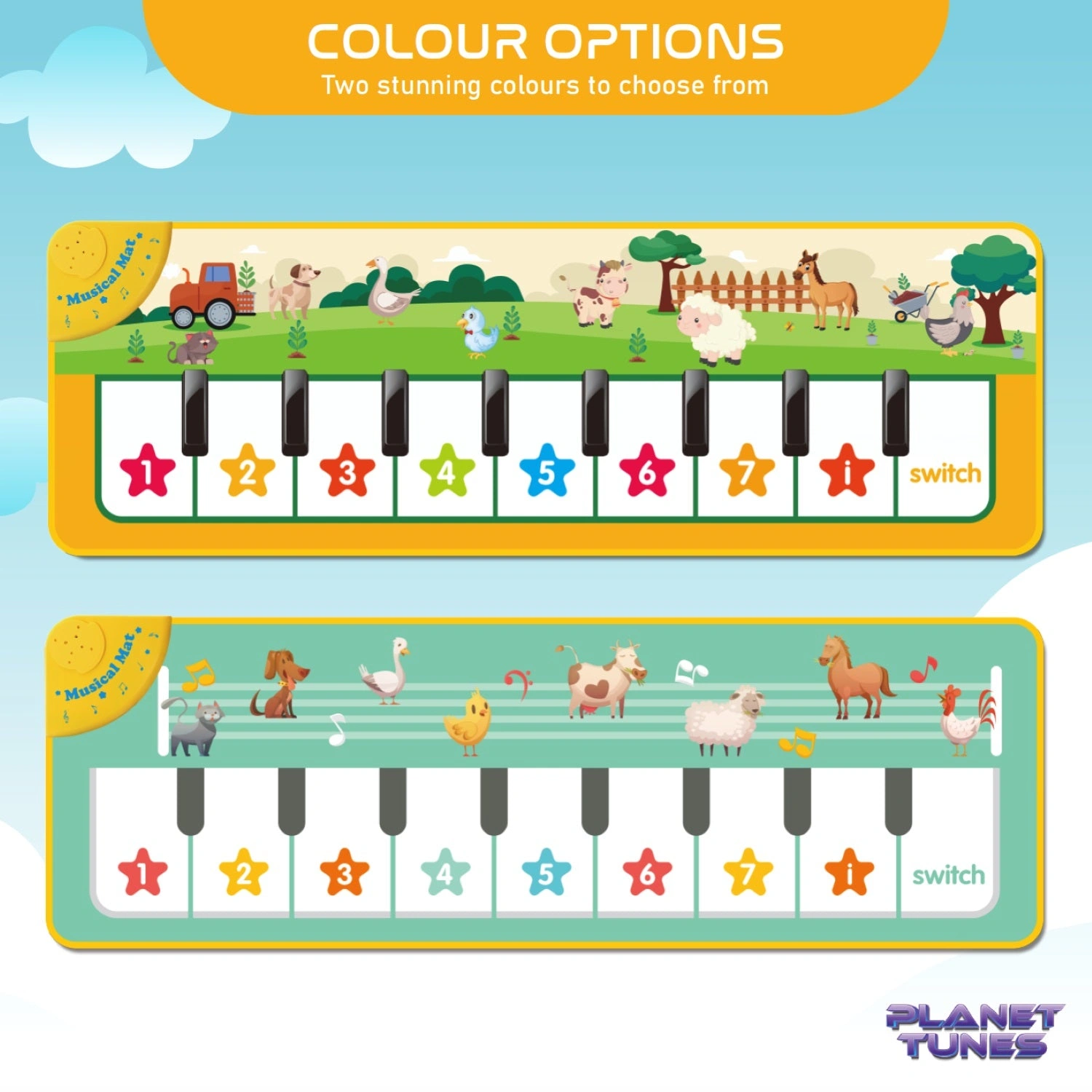 PLANETTUNES 3 in 1 Rock N Roll Piano Playmat for Kids 3 Years+